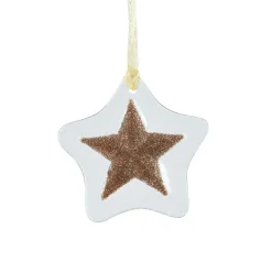 KAEMINGK Étoile de Noël en verre (D7 cm) Morillon et or pailleté Blanc