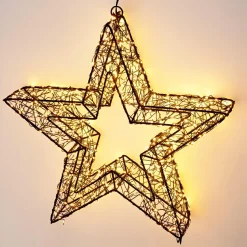 KOOPMAN Étoile lumineuse à suspendre 500 Micro LED (D38 cm) Star Light et blanc chaud Noir Hot