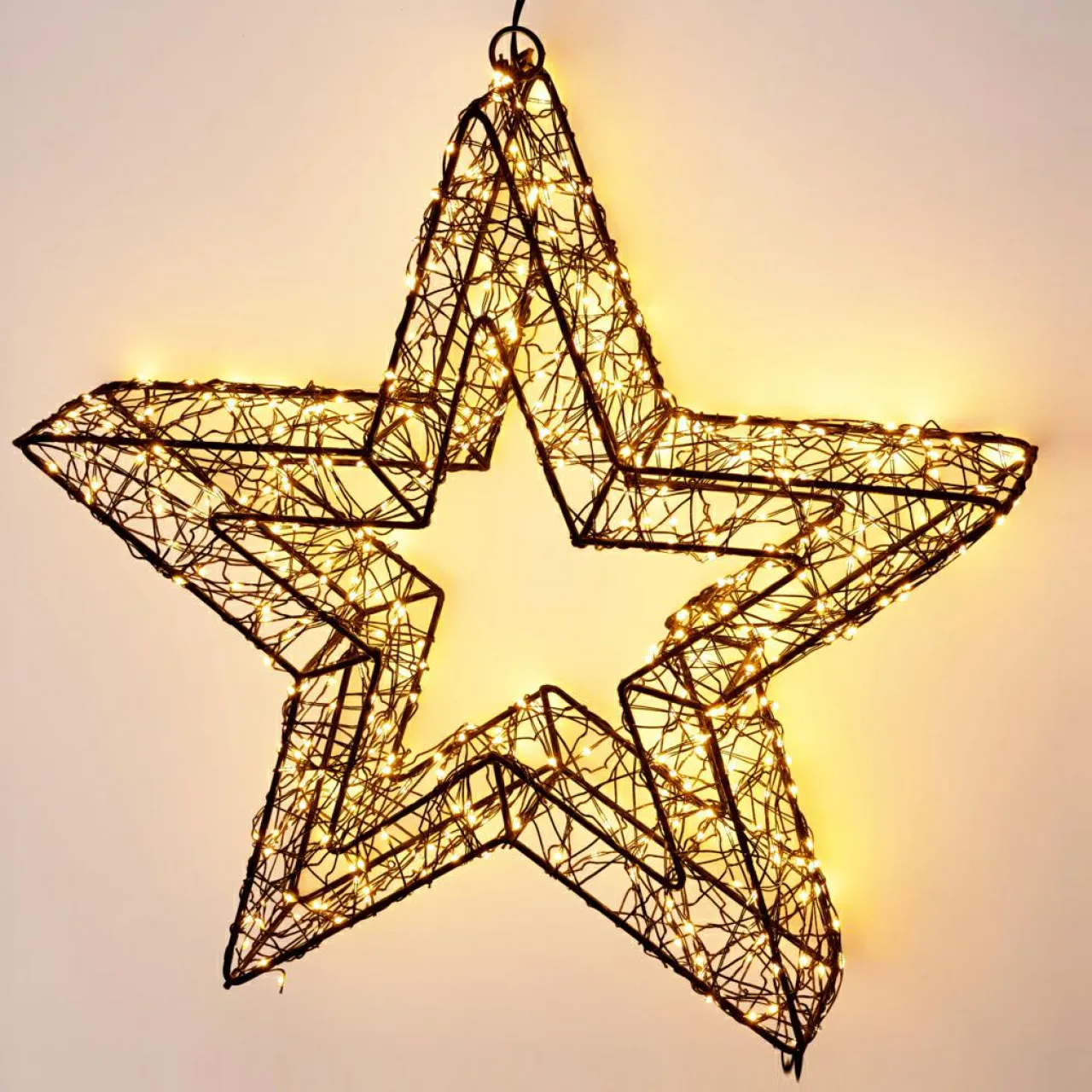 KOOPMAN Étoile lumineuse à suspendre 500 Micro LED (D38 cm) Star Light et blanc chaud Noir Hot
