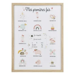 OSTARIA Toile murale enfant et stylo (30 x 40 cm) Mes premières fois Lila Beige Rose Hot