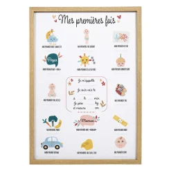 OSTARIA Toile murale enfant et stylo (30 x 40 cm) Mes premières fois Beige Hot