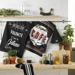 DOUCEUR D'INTERIEUR Torchon (70 cm) Comptoir Noir Sale