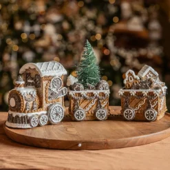 KAEMINGK Train décoratif lumineux (18 cm) Pain d'épices Gourmand Marron Clearance