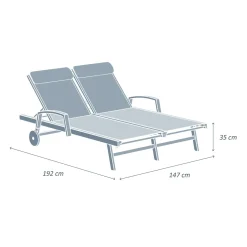 MOBELLIA Transat double en aluminium Pirae Blanc New