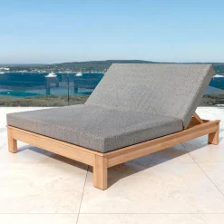 MOBELLIA Transat double en bois d'acacia Bornéo Gris Anthracite