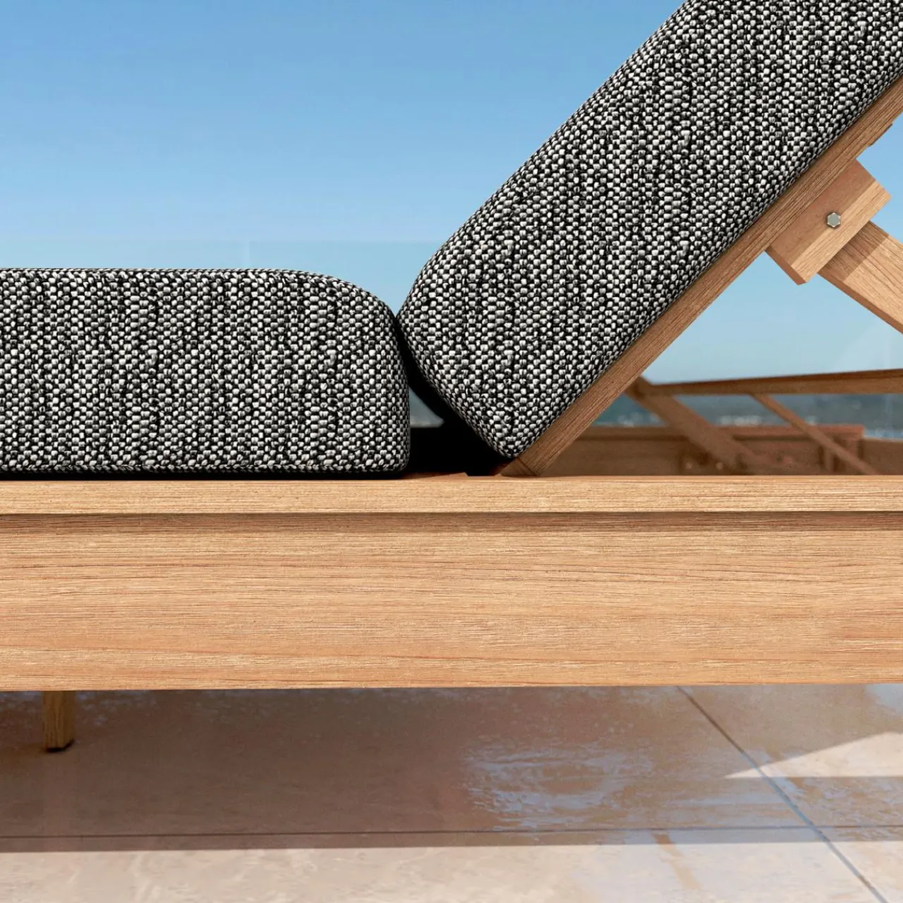 MOBELLIA Transat double en bois d'acacia Bornéo Gris Anthracite
