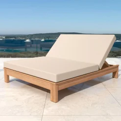 MOBELLIA Transat double en bois d'acacia Bornéo Sable Clearance