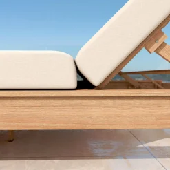 MOBELLIA Transat double en bois d'acacia Bornéo Sable Clearance