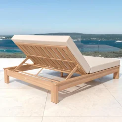 MOBELLIA Transat double en bois d'acacia Bornéo Sable Clearance