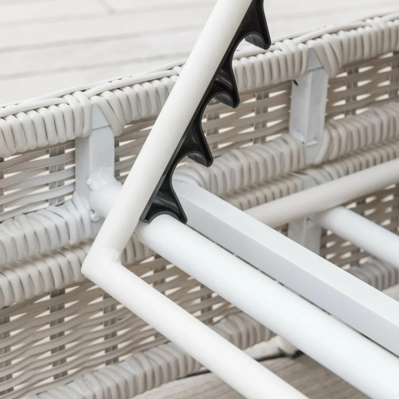 MOBELLIA Transat double en résine tressée - Canapé de jardin Calvi et gris clair Blanc Discount
