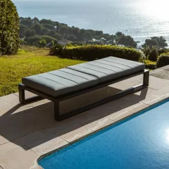 MOBELLIA Transat en aluminium Elba Gris Anthracite Outlet