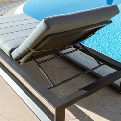 MOBELLIA Transat en aluminium Elba Gris Anthracite Outlet