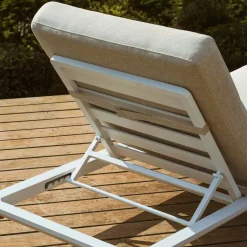 MOBELLIA Transat en aluminium Monte Carlo et taupe Blanc