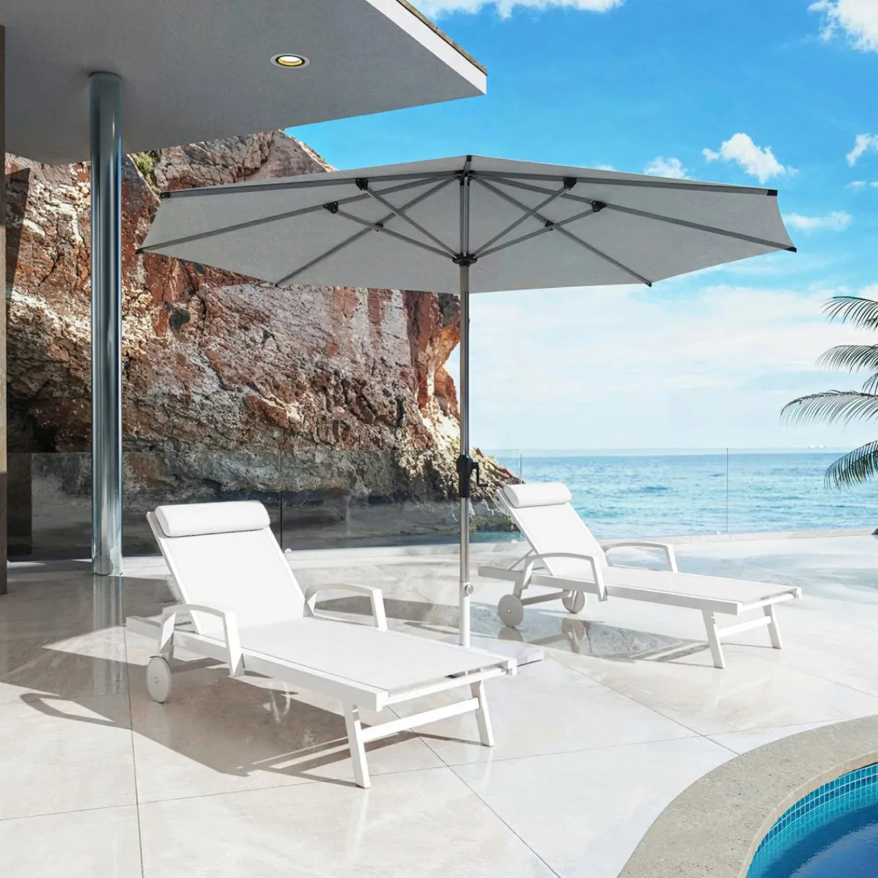 MOBELLIA Transat en aluminium Pirae Blanc Hot