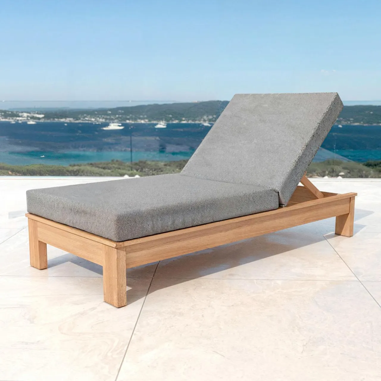 MOBELLIA Transat en bois d'acacia Bornéo Gris Anthracite Sale