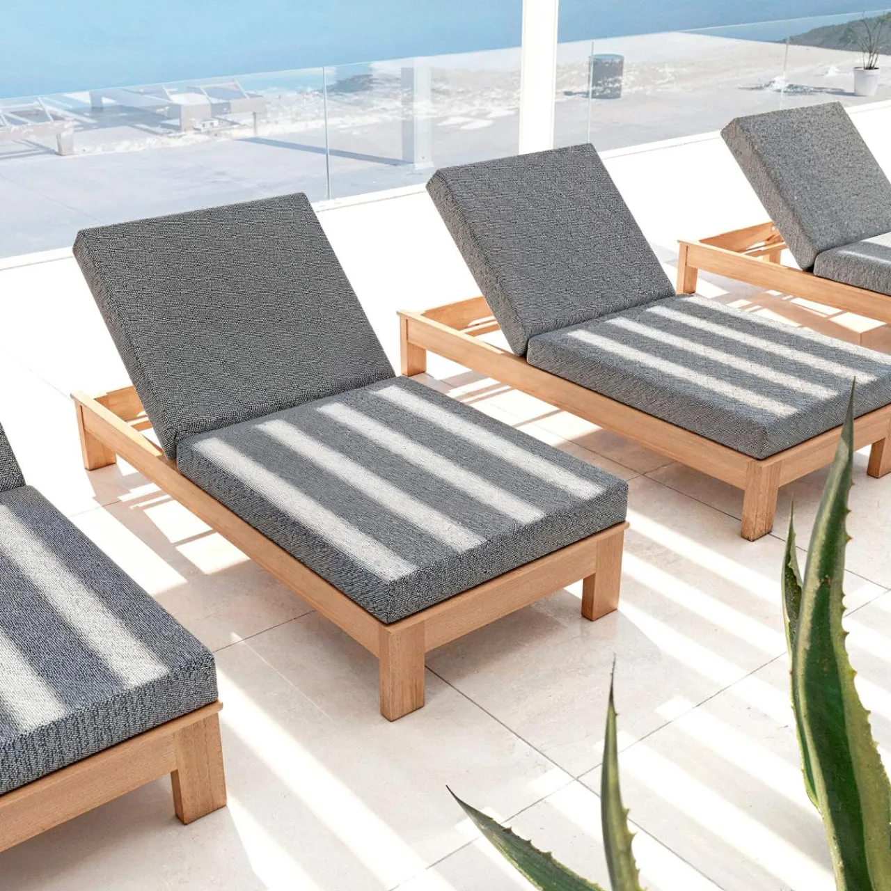 MOBELLIA Transat en bois d'acacia Bornéo Gris Anthracite Sale