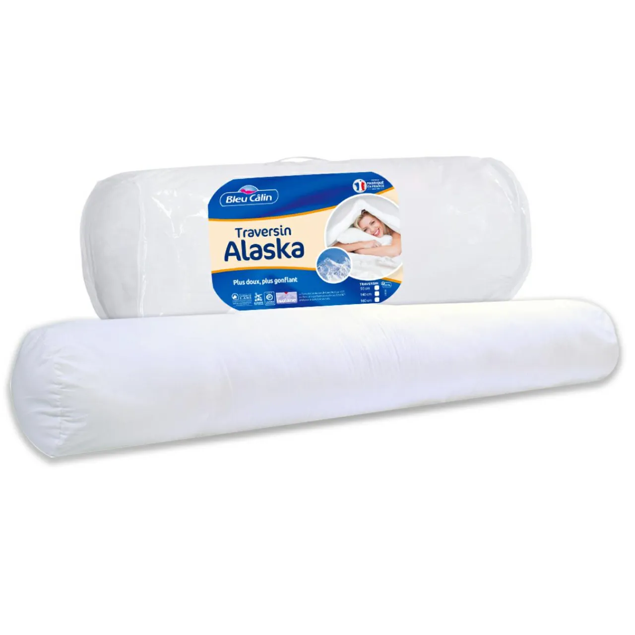 BLEU CALIN Traversin ferme (160 x 23 cm) Alaska Blanc Online