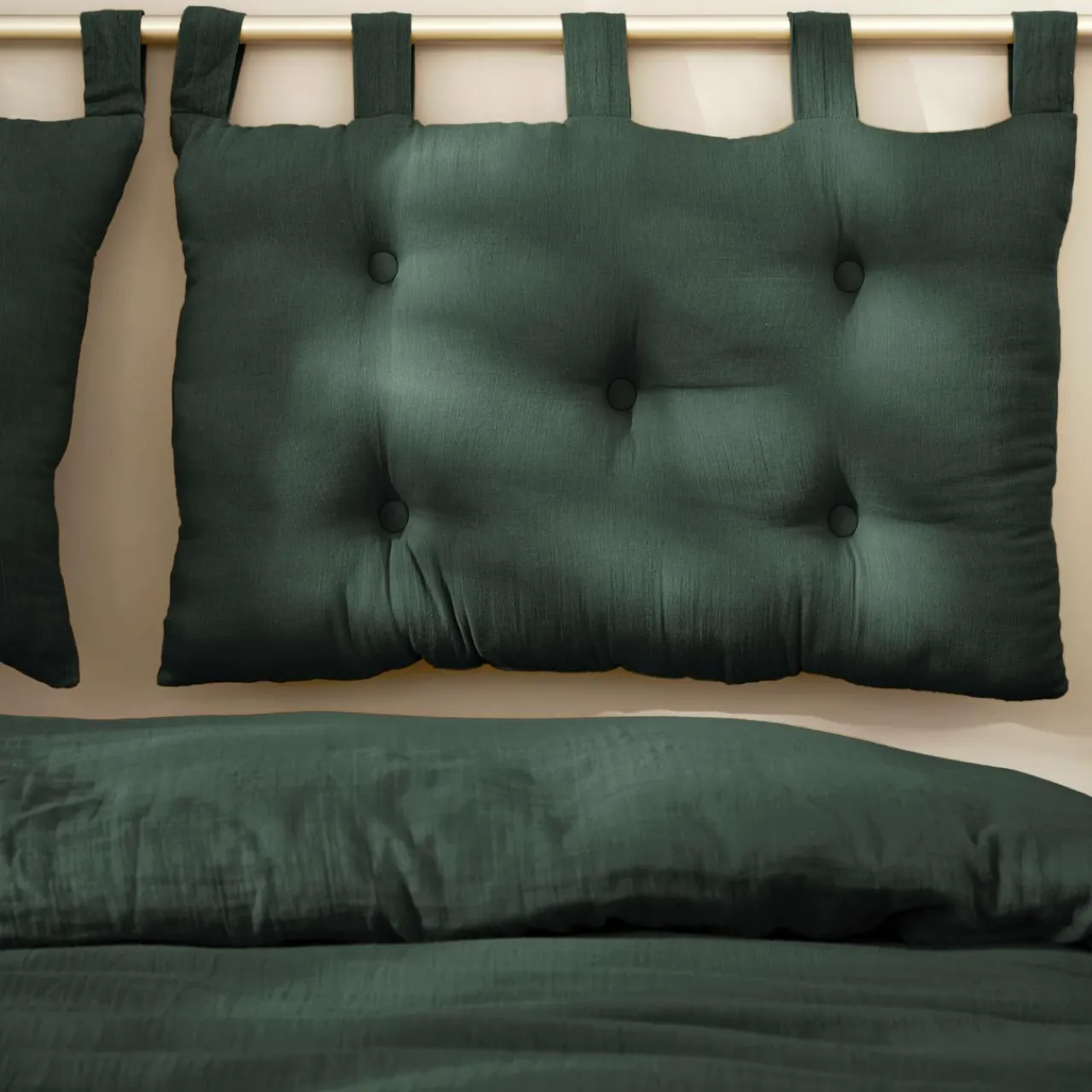 EMINZA Tête de lit coussin gaze de coton (80 x 50 cm) Gaïa Vert sapin Best