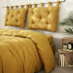 EMINZA Tête de lit coussin gaze de coton (80 x 50 cm) Gaïa Jaune safran Best