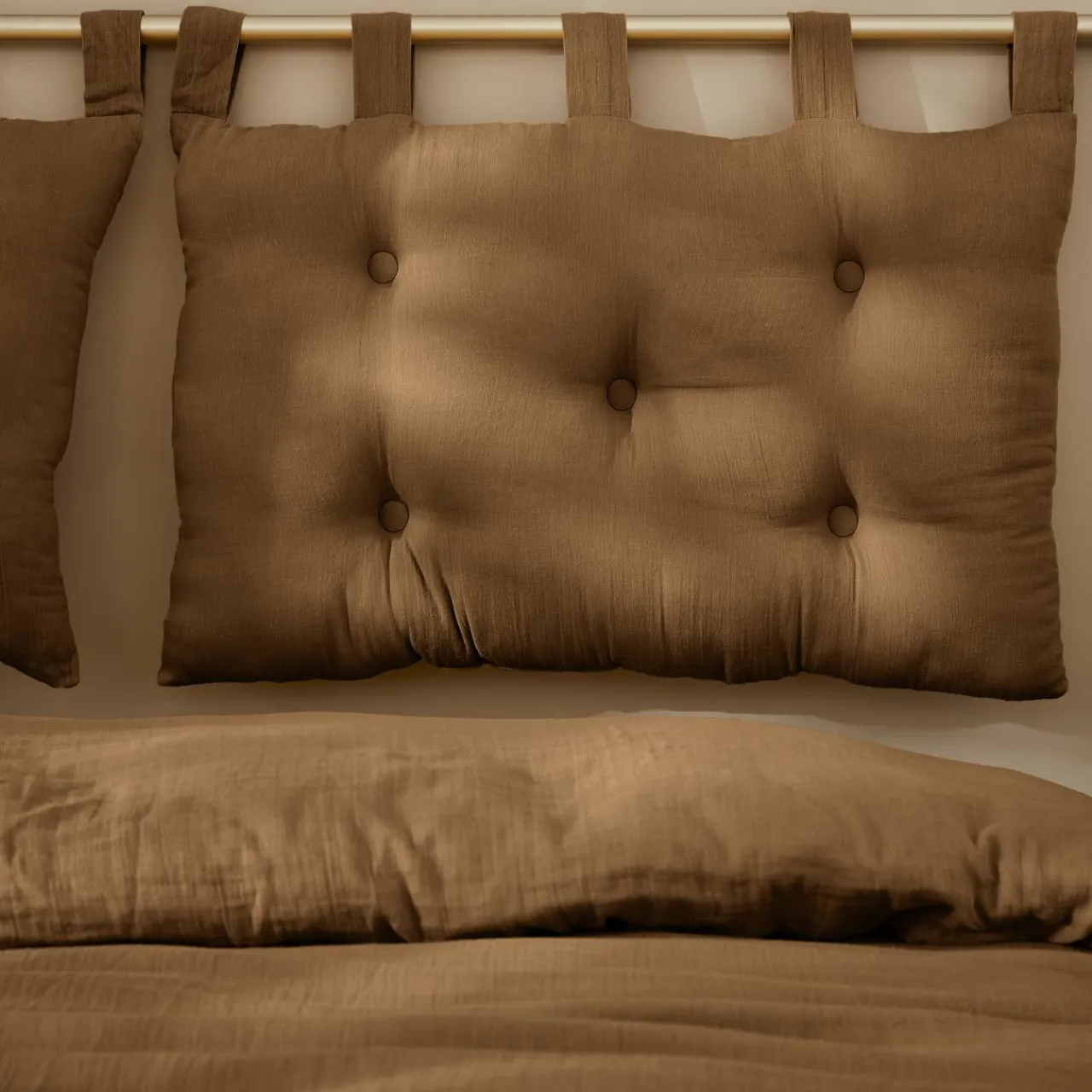 EMINZA Tête de lit coussin gaze de coton (80 x 50 cm) Gaïa Camel Discount