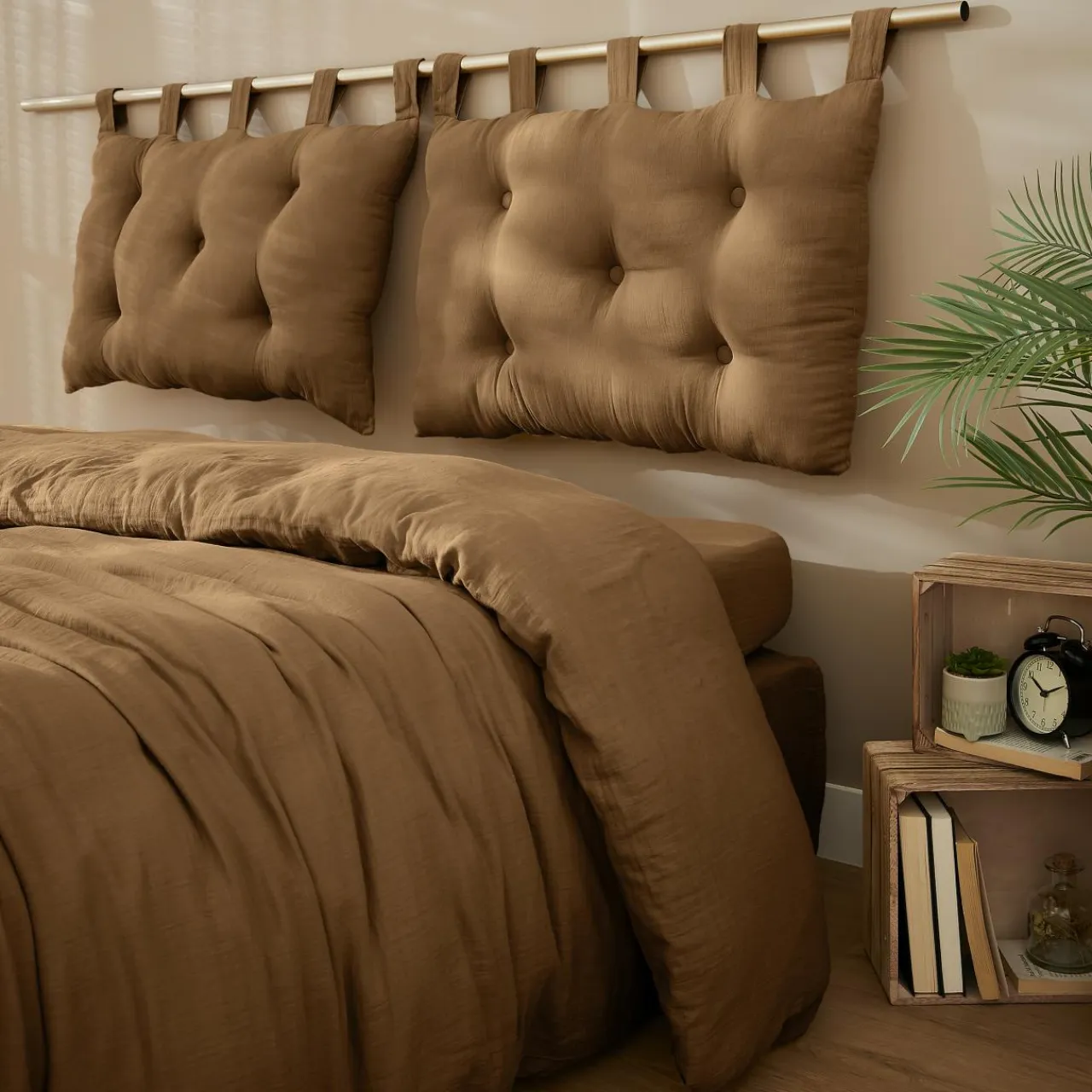 EMINZA Tête de lit coussin gaze de coton (80 x 50 cm) Gaïa Camel Discount