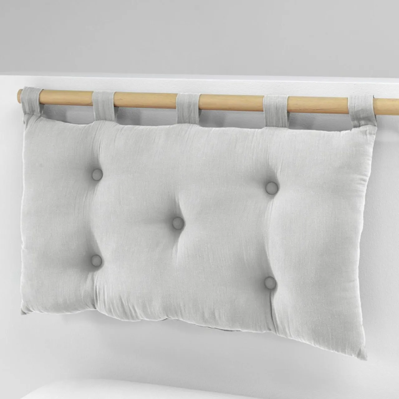EMINZA Tête de lit coussin gaze de coton (80 x 50 cm) Gaïa Gris nuage Gris clair Outlet