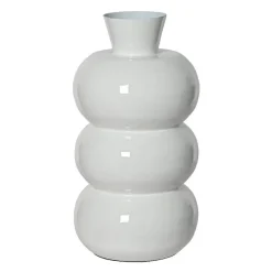 #N/A Vase en métal émaillé fait main (H33 cm) Serena brillant Blanc Clearance