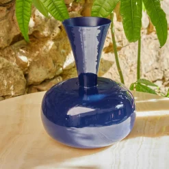#N/A Vase en métal émaillé fait main (H23 cm) Cléa roi brillant Bleu Best