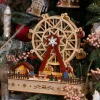 KAEMINGK Village de Noël en bois lumineux et musical à piles (28 x H28 cm) Grande roue Colorée Best