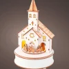 KAEMINGK Village de Noël en bois lumineux et musical à piles (H24 cm) Église et train Hot