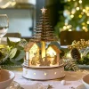 KAEMINGK Village de Noël en bois lumineux et musical à piles (H25 cm) Sapin de Noël Discount
