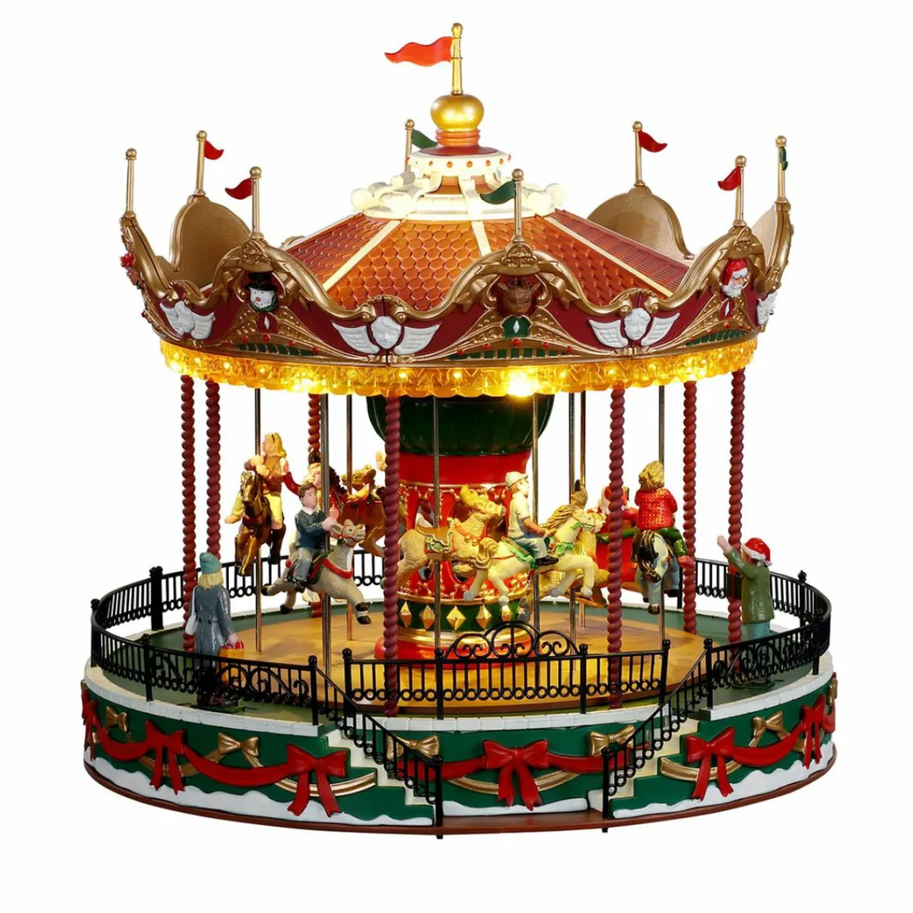 LEMAX Village de Noël lumineux, musical et en mouvement Carrousel Outlet