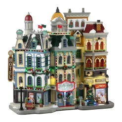 LEMAX Village de Noël lumineux à piles Hôtel Holly Jolly