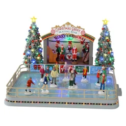 LEMAX Village de Noël lumineux, musical et animé Patinoire de Christmas Grove Hot