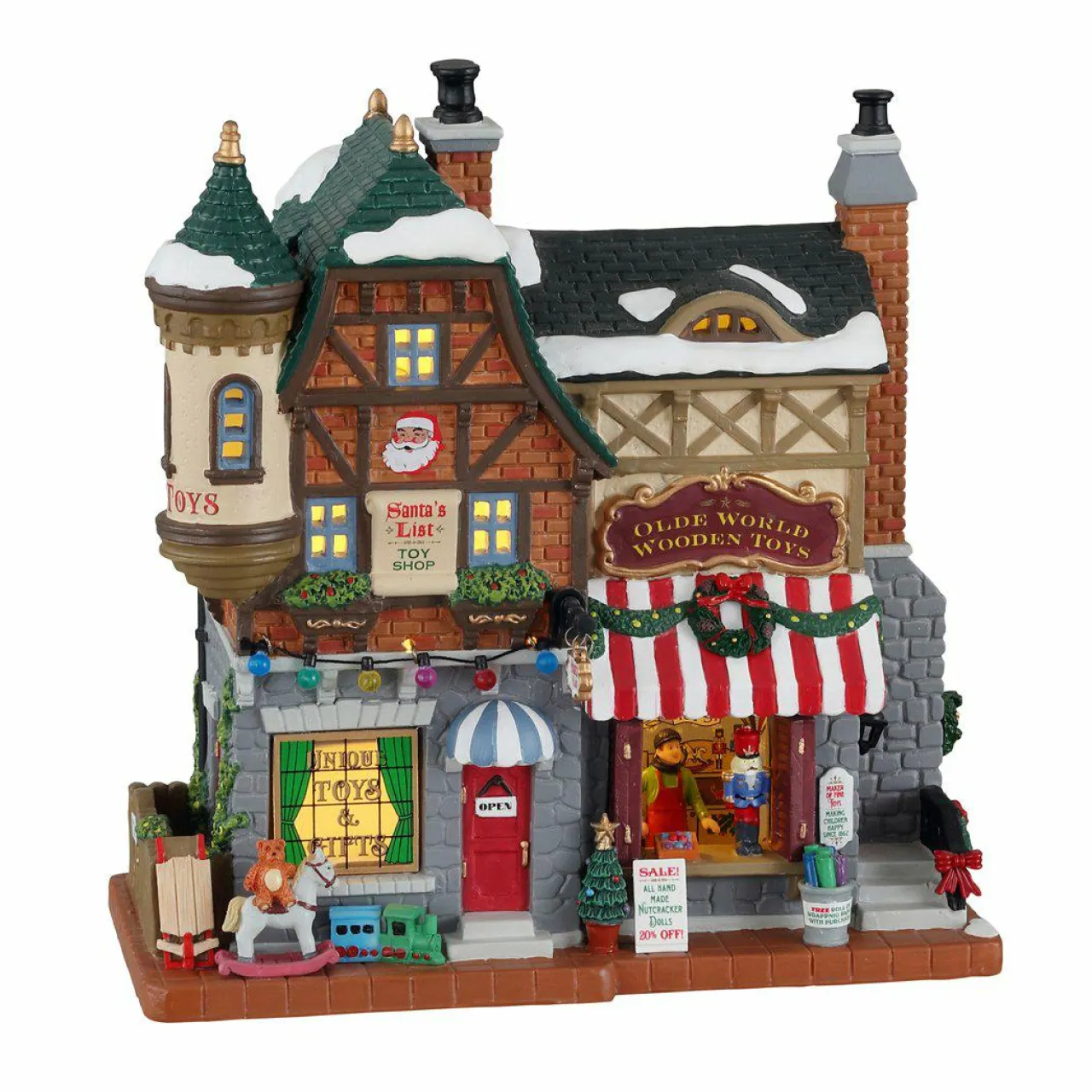 LEMAX Village de Noël à piles lumineux Boutique de jouet La liste du Père Noël Best