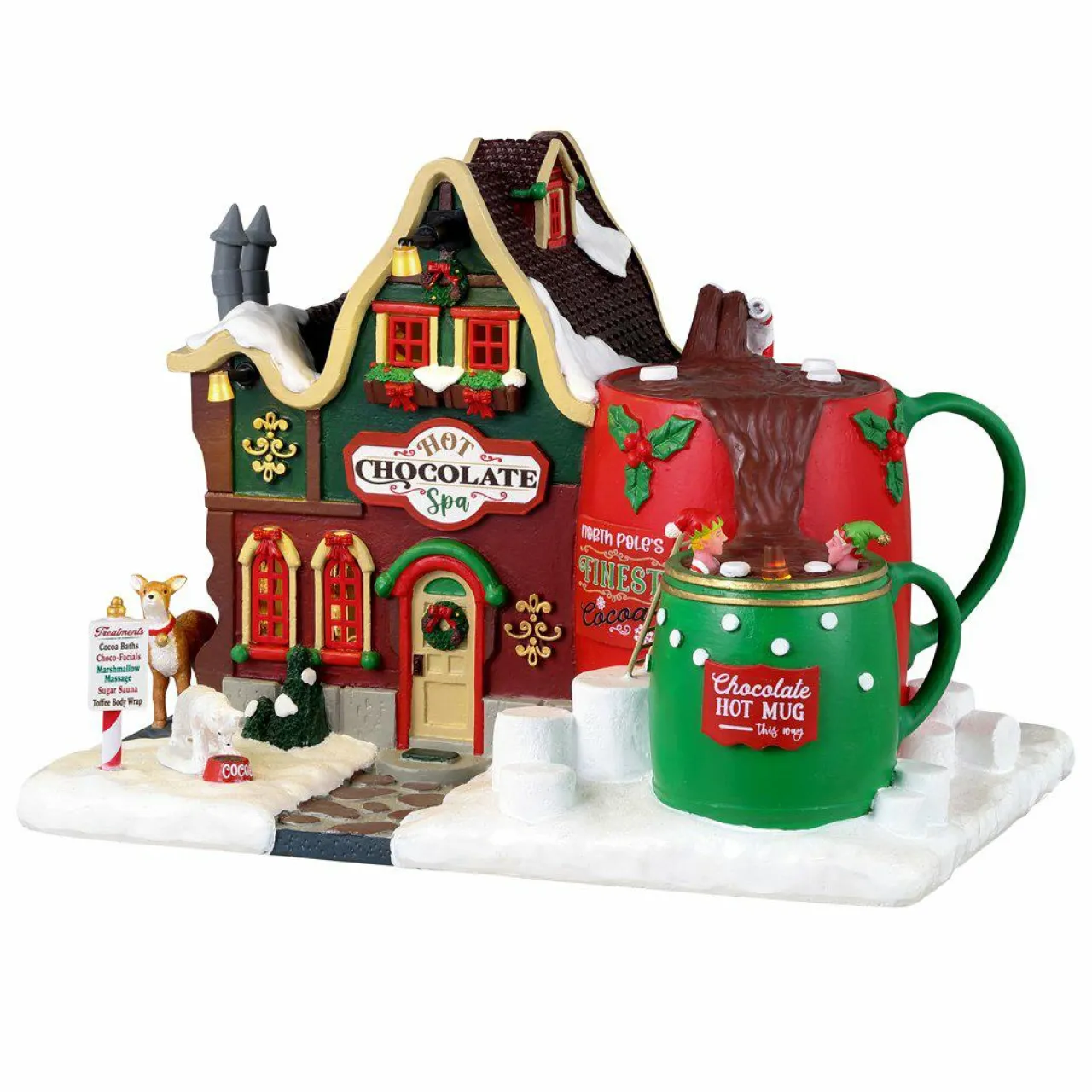 LEMAX Village de Noël à piles lumineux Spa au chocolat chaud New
