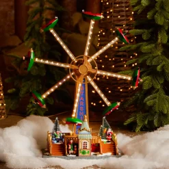 KAEMINGK Village de Noël lumineux, animé et musical (H47 cm) Manège avions Multicolore Outlet