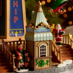 KAEMINGK Village de Noël lumineux, animé et musical (H47 cm) Manège avions Multicolore Outlet