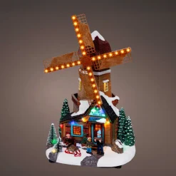 KAEMINGK Village de Noël lumineux, animé et musical (H34 cm) Moulin et enfants Multicolore Discount