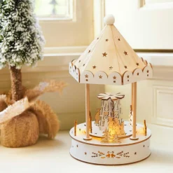 KAEMINGK Village de Noël lumineux animé et musical à piles (H26 cm) Kiosque Naturel Discount