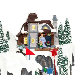 JJA Village de Noël lumineux et animé (H52 cm) Piste de ski lumineuse Multicolore Online