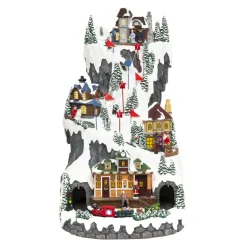 JJA Village de Noël lumineux et animé (H52 cm) Piste de ski lumineuse Multicolore Online