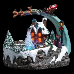 Feeric Lights & Christmas Village de Noël lumineux et musical Père Noël et fontaine Online