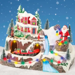 KAEMINGK Village de Noël lumineux et musical Père Noël en montagne Clearance