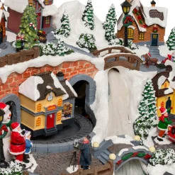 JJA Village de Noël musical et animé (H32 cm) Village en fête Multicolore Clearance
