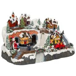 JJA Village de Noël musical et animé (H32 cm) Village en fête Multicolore Clearance