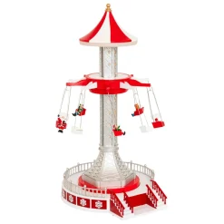 JJA Village de Noël musical et animé (H52 cm) Manège chaises volantes Multicolore Clearance