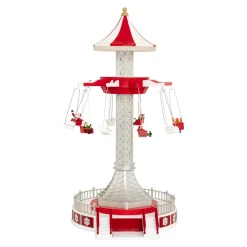 JJA Village de Noël musical et animé (H52 cm) Manège chaises volantes Multicolore Clearance