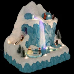 JJA Village de Noël musical et animé (H26 cm) Banquise des pingouins Bleu Discount