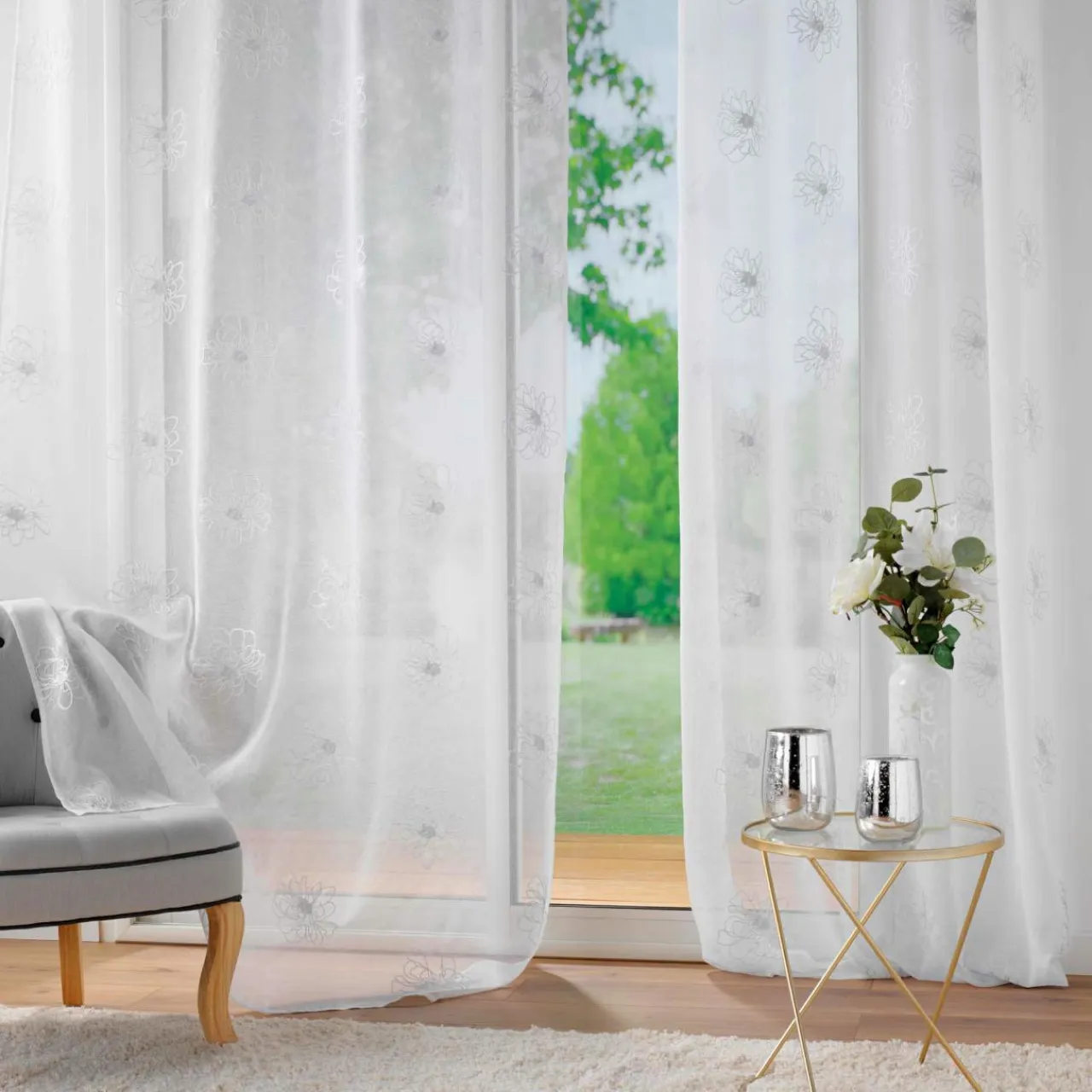 DOUCEUR D'INTERIEUR Voilage brodé œillets (140 x 240 cm) Sublimini Blanc Sale